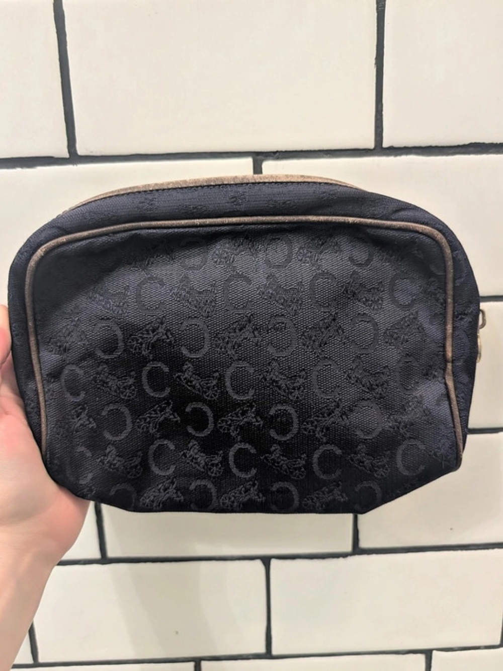 Celine Vintage Sulky Cosmetic Pouch Navy